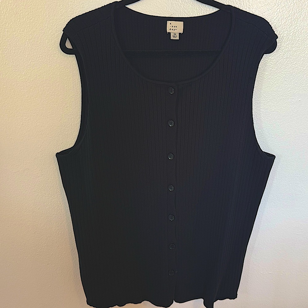 Sleeveless Black Button Sweater Vest